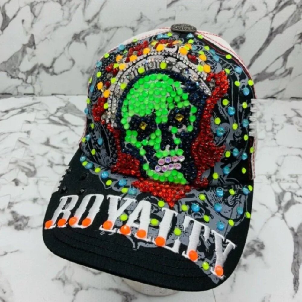 Men’s Royalty Skull Trucker Hat by Rebel Spirit NWT